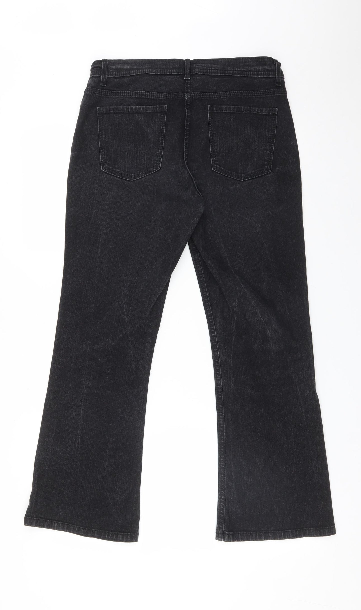 M&S Womens Black  Cotton Bootcut Jeans Size 12 L27 in Regular