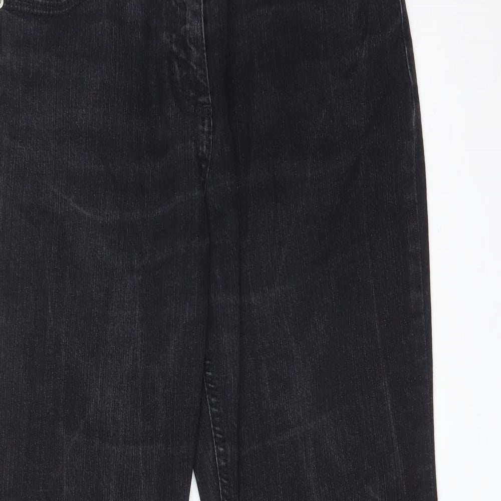 M&S Womens Black  Cotton Bootcut Jeans Size 12 L27 in Regular