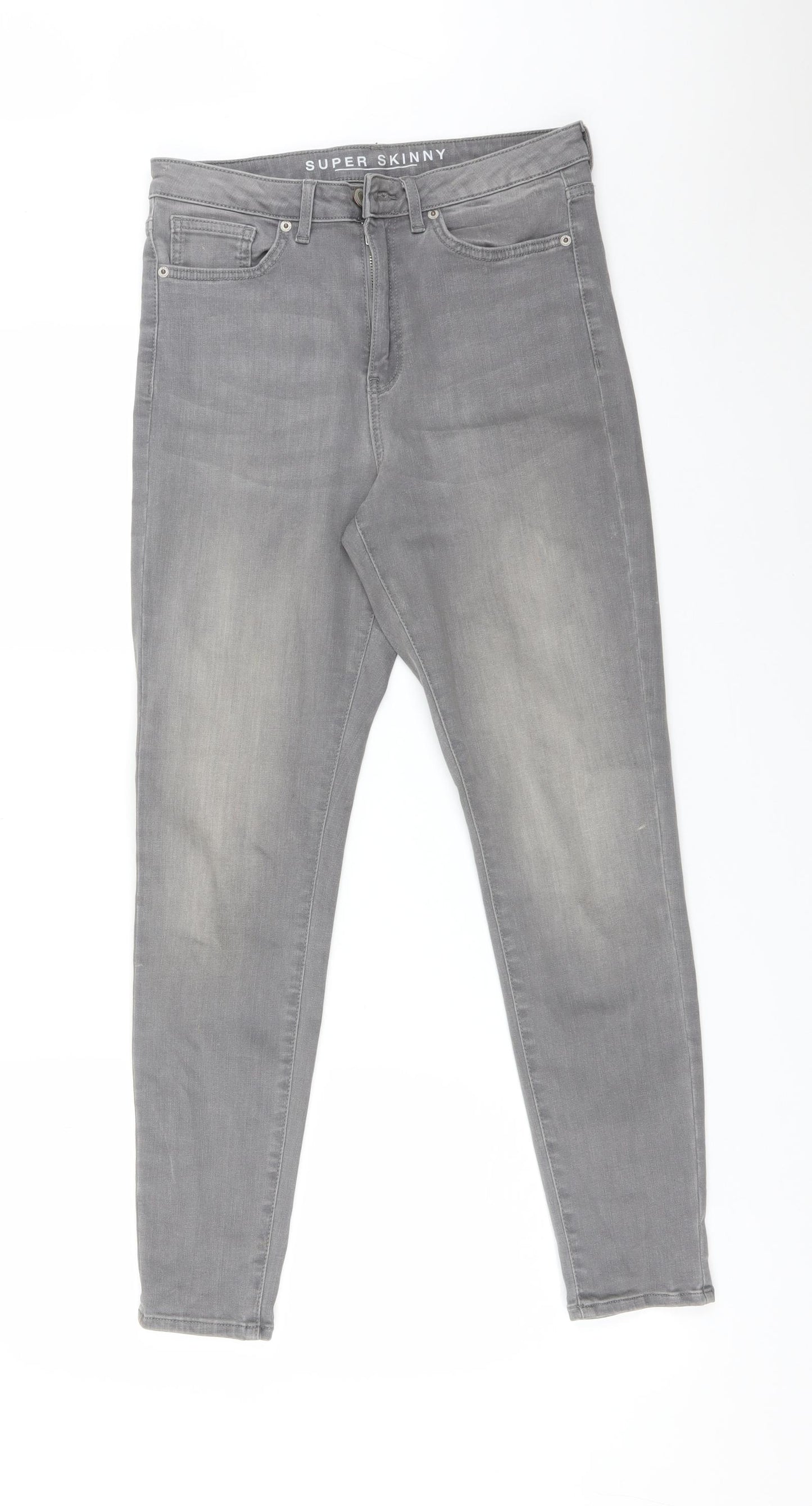 M&S Womens Grey  Cotton Skinny Jeans Size 10 L27 in Regular