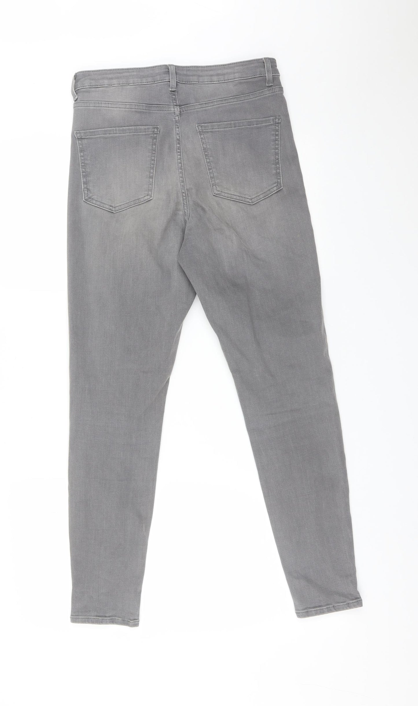 M&S Womens Grey  Cotton Skinny Jeans Size 10 L27 in Regular