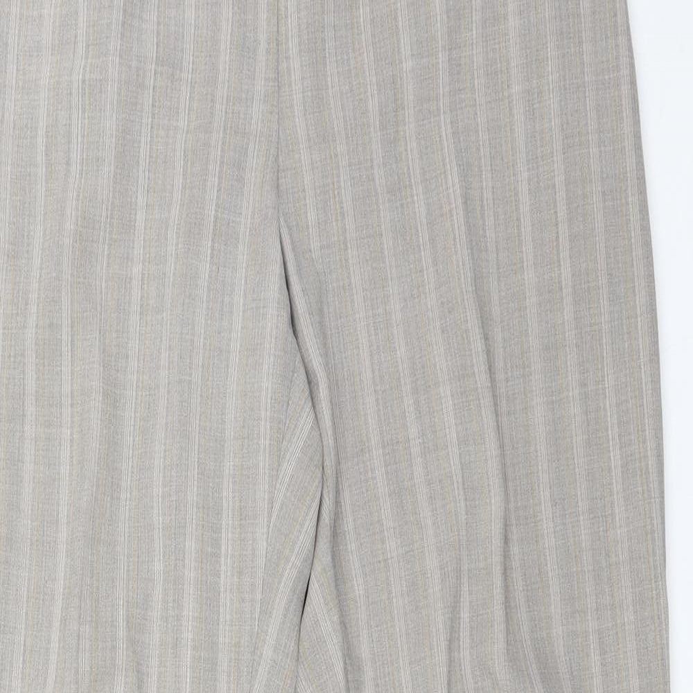 M&S Womens Beige Striped Polyester Dress Pants Trousers Size 14 L30 in Regular