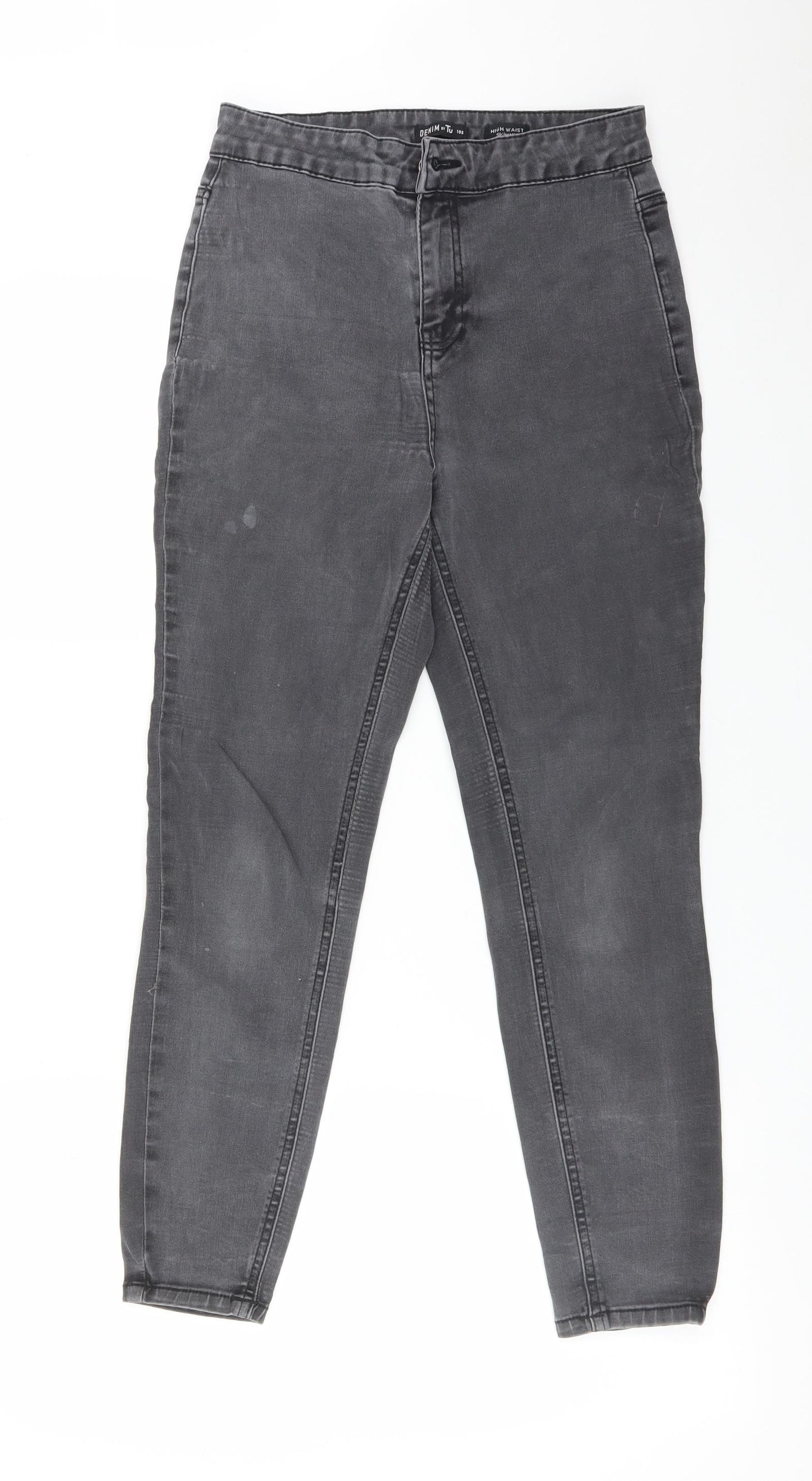 TU Womens Grey  Cotton Skinny Jeans Size 10 L25 in Regular