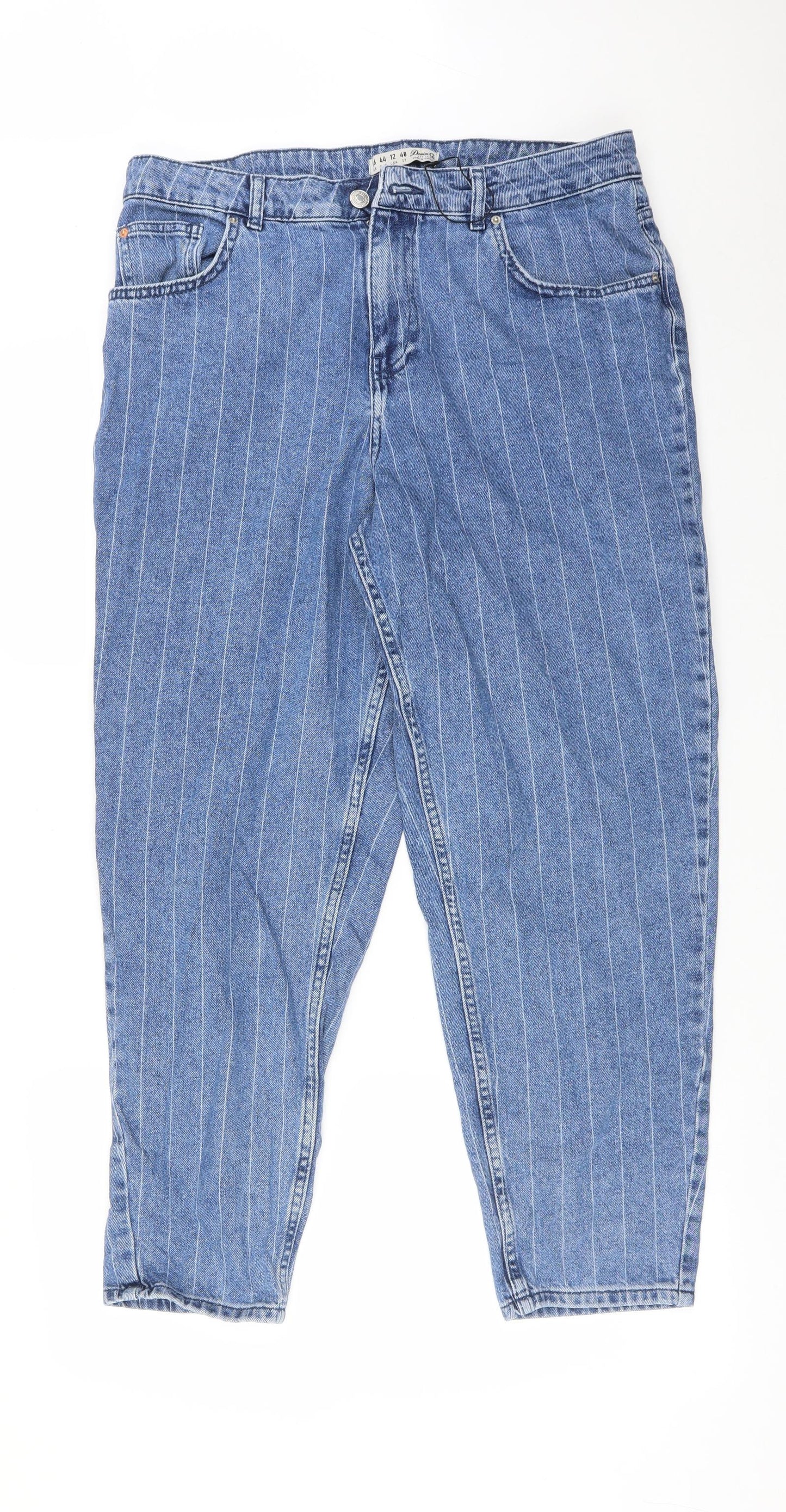 DENIM CO Womens Blue Striped Cotton  Jeans Size 16 L27 in Regular