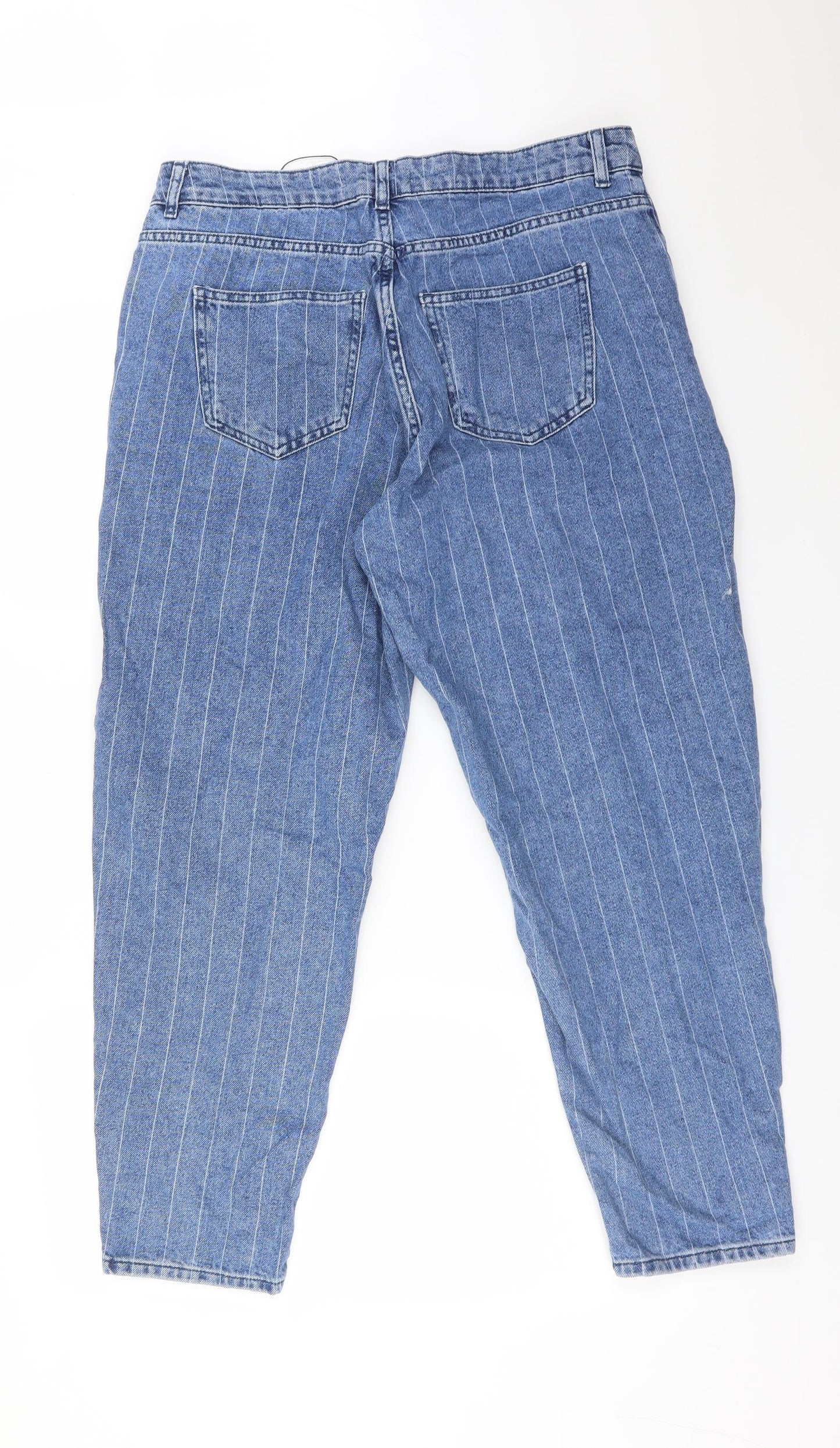 DENIM CO Womens Blue Striped Cotton  Jeans Size 16 L27 in Regular