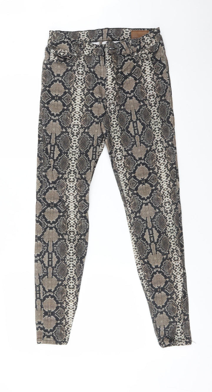 ASOS Womens Multicoloured Animal Print Cotton Skinny Jeans Size 28 L30 in Regular