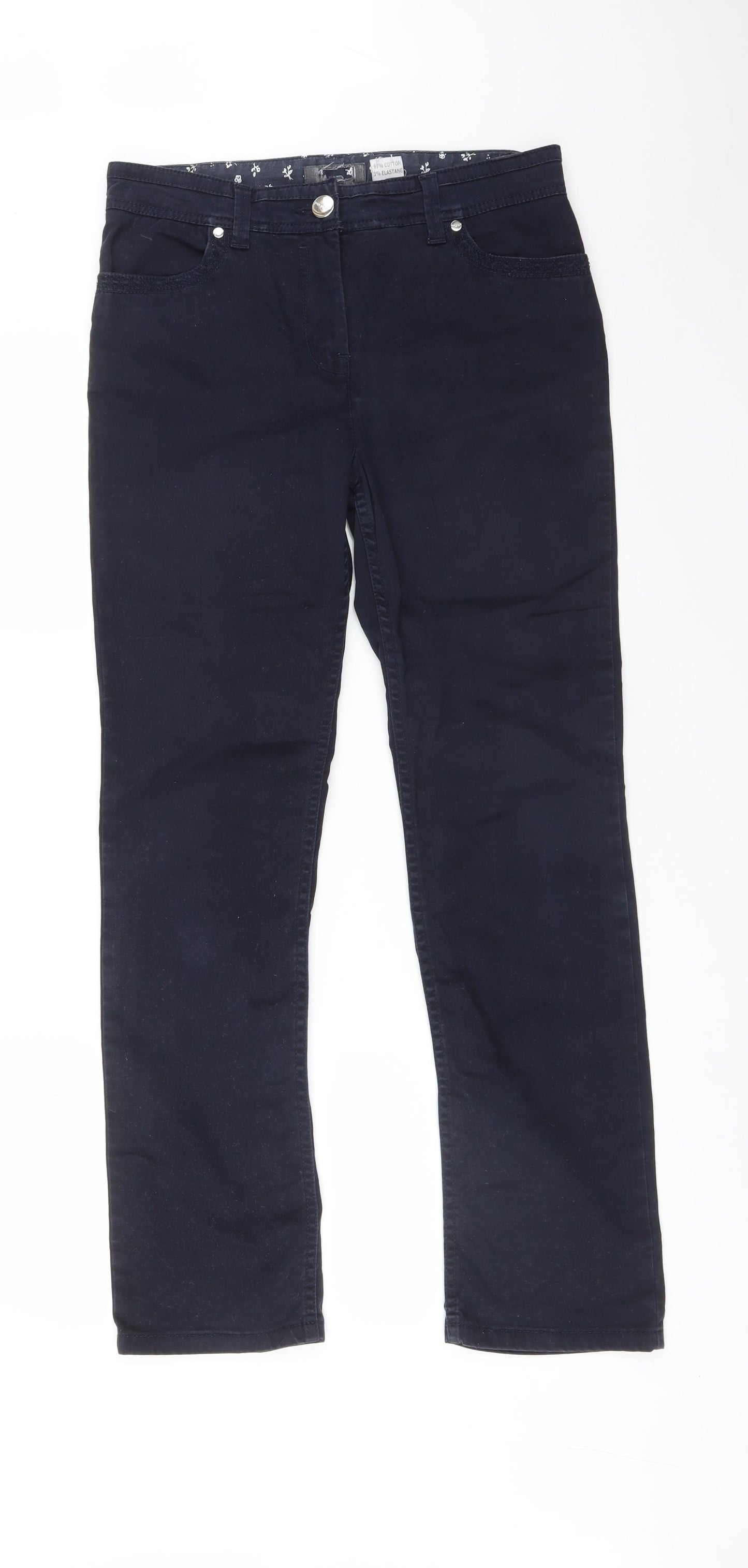 M&S Womens Blue  Cotton Straight Jeans Size 8 L30 in Regular