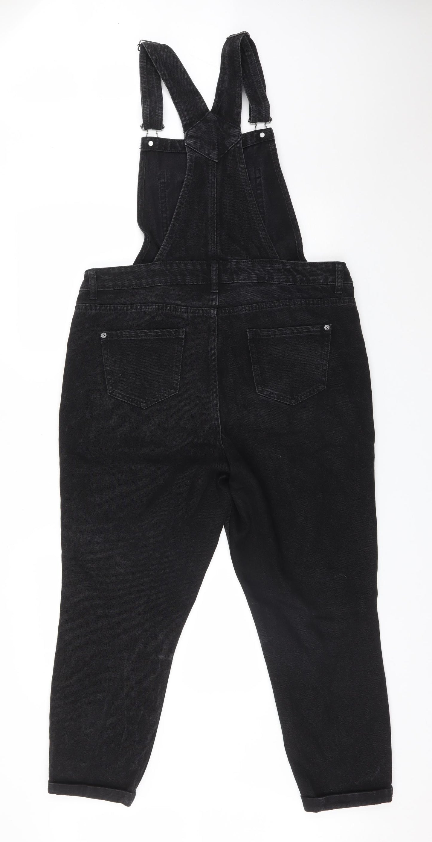 New Look Womens Black  Cotton Dungaree One-Piece Size 12