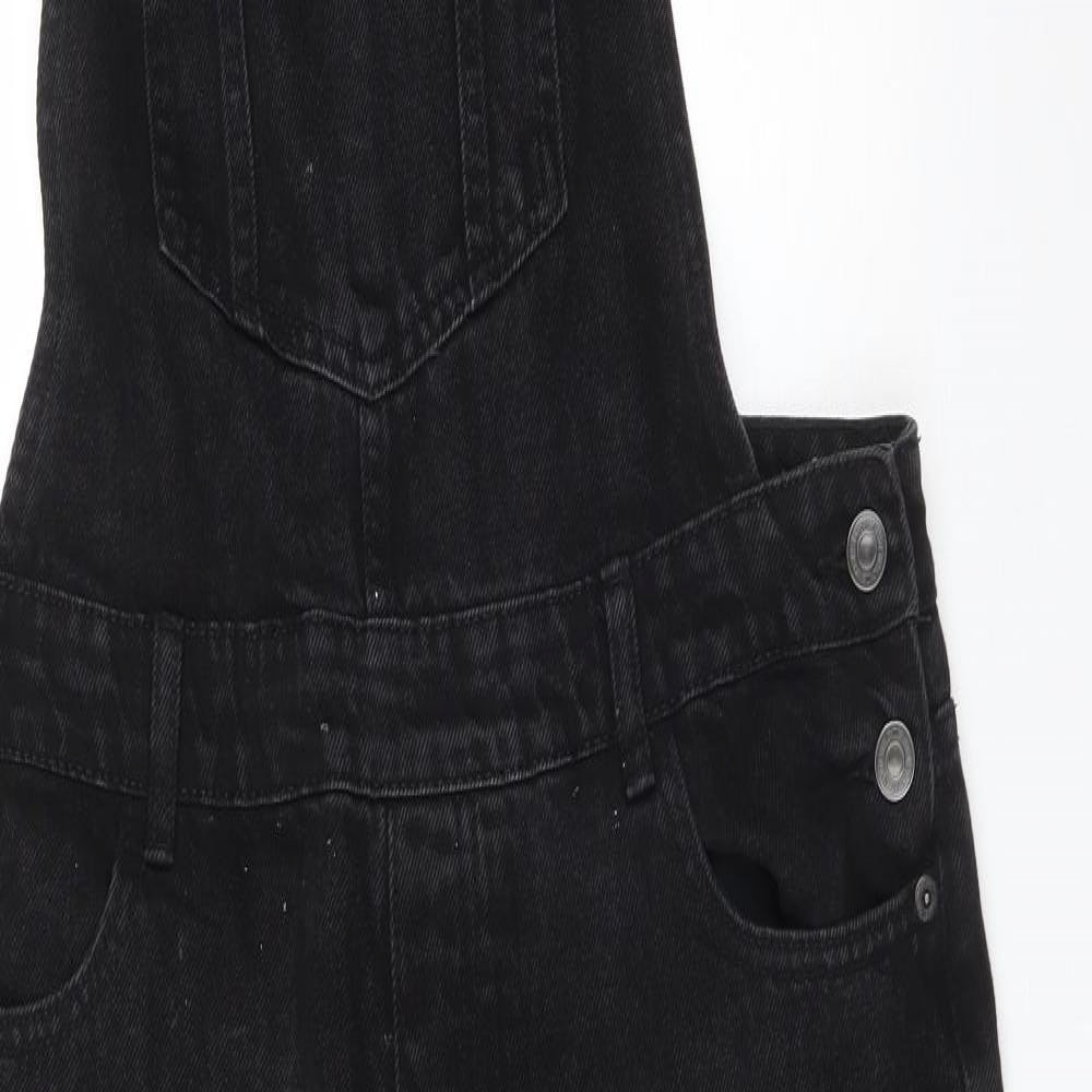 New Look Womens Black  Cotton Dungaree One-Piece Size 12