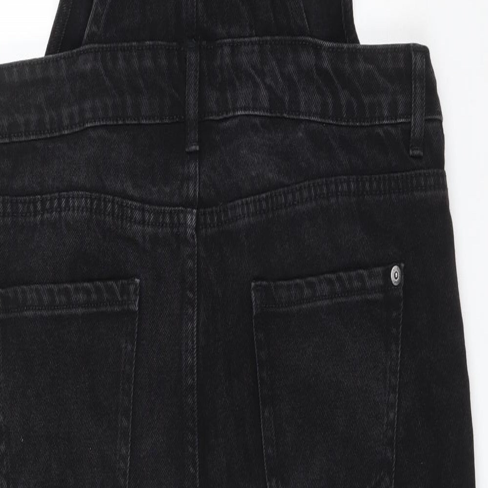 New Look Womens Black  Cotton Dungaree One-Piece Size 12