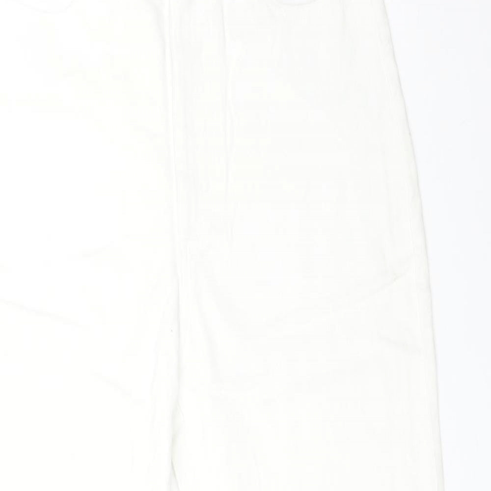 Fashion Union Womens White  Cotton Straight Jeans Size 8 L25 in Regular