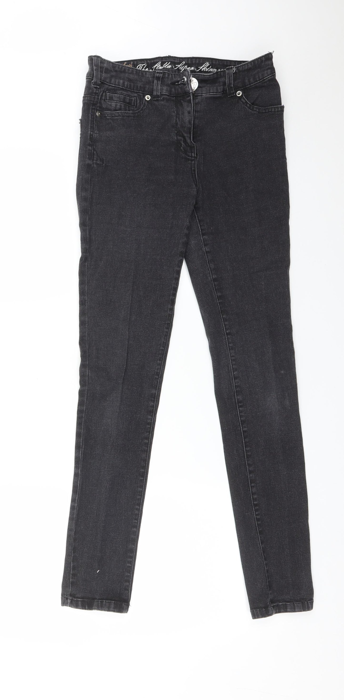 Preworn Womens Black  Cotton Skinny Jeans Size 10 L29 in Regular