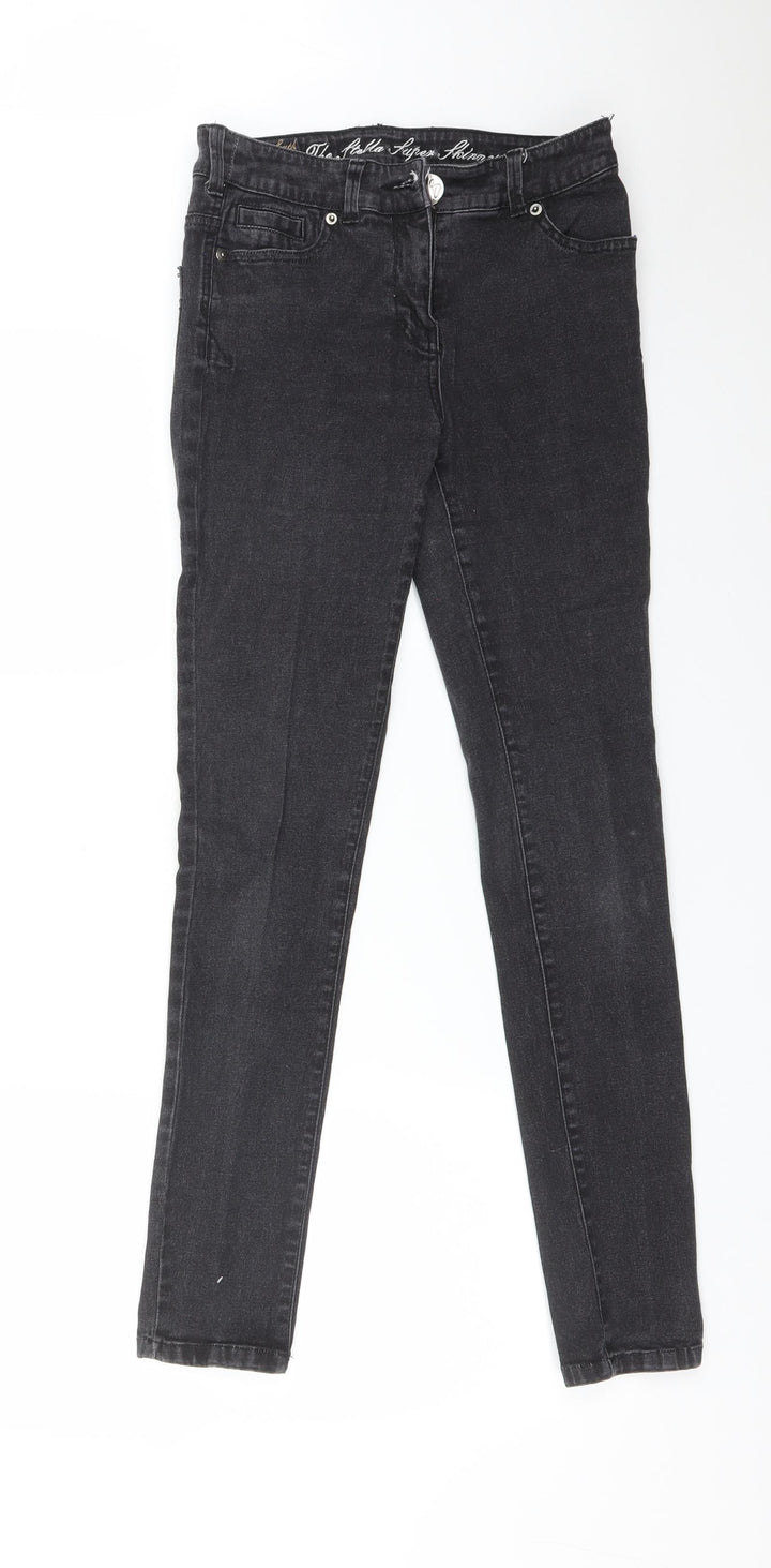 Preworn Womens Black  Cotton Skinny Jeans Size 10 L29 in Regular