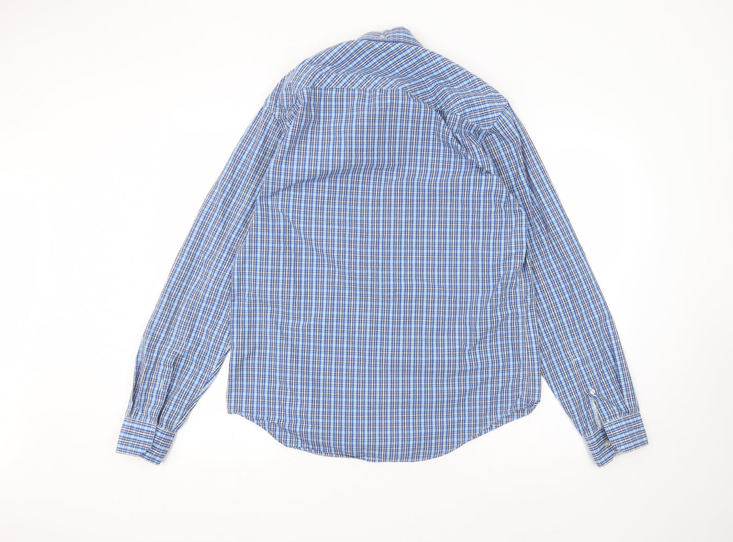Timberland Mens Blue Striped Polyester  Dress Shirt Size M Collared