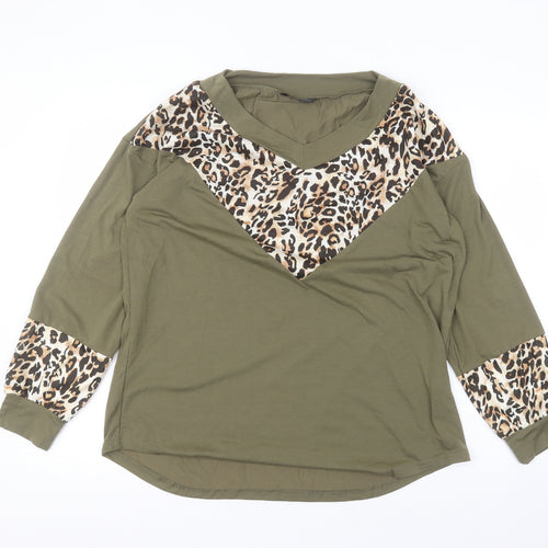 SheIn Womens Green  Polyester Basic T-Shirt Size M Round Neck