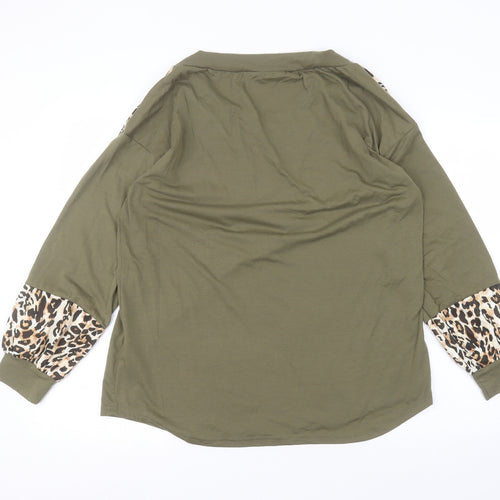 SheIn Womens Green  Polyester Basic T-Shirt Size M Round Neck