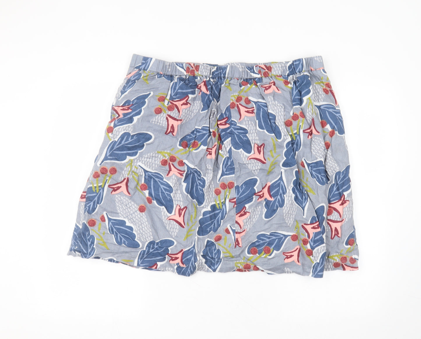 White Stuff Womens Blue Floral Linen Mini Skirt Size 22