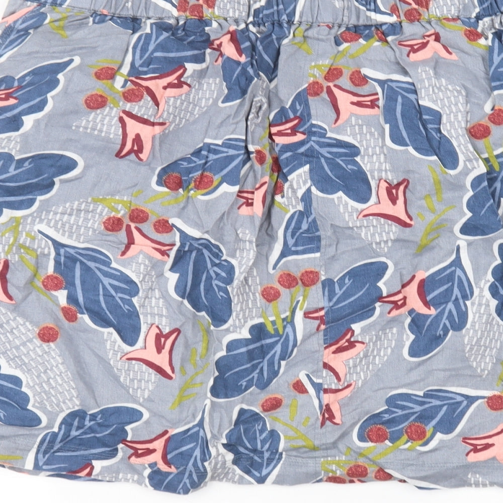 White Stuff Womens Blue Floral Linen Mini Skirt Size 22