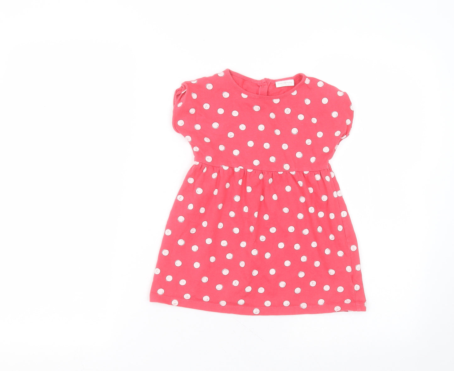 NEXT Baby Pink Polka Dot Cotton A-Line  Size 18-24 Months  Round Neck