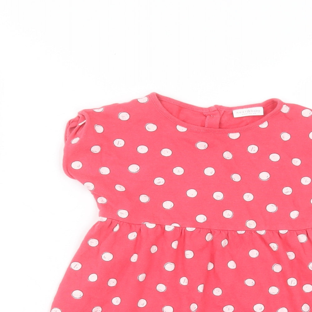 NEXT Baby Pink Polka Dot Cotton A-Line  Size 18-24 Months  Round Neck