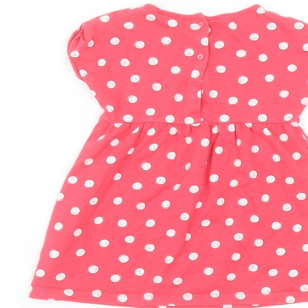 NEXT Baby Pink Polka Dot Cotton A-Line  Size 18-24 Months  Round Neck