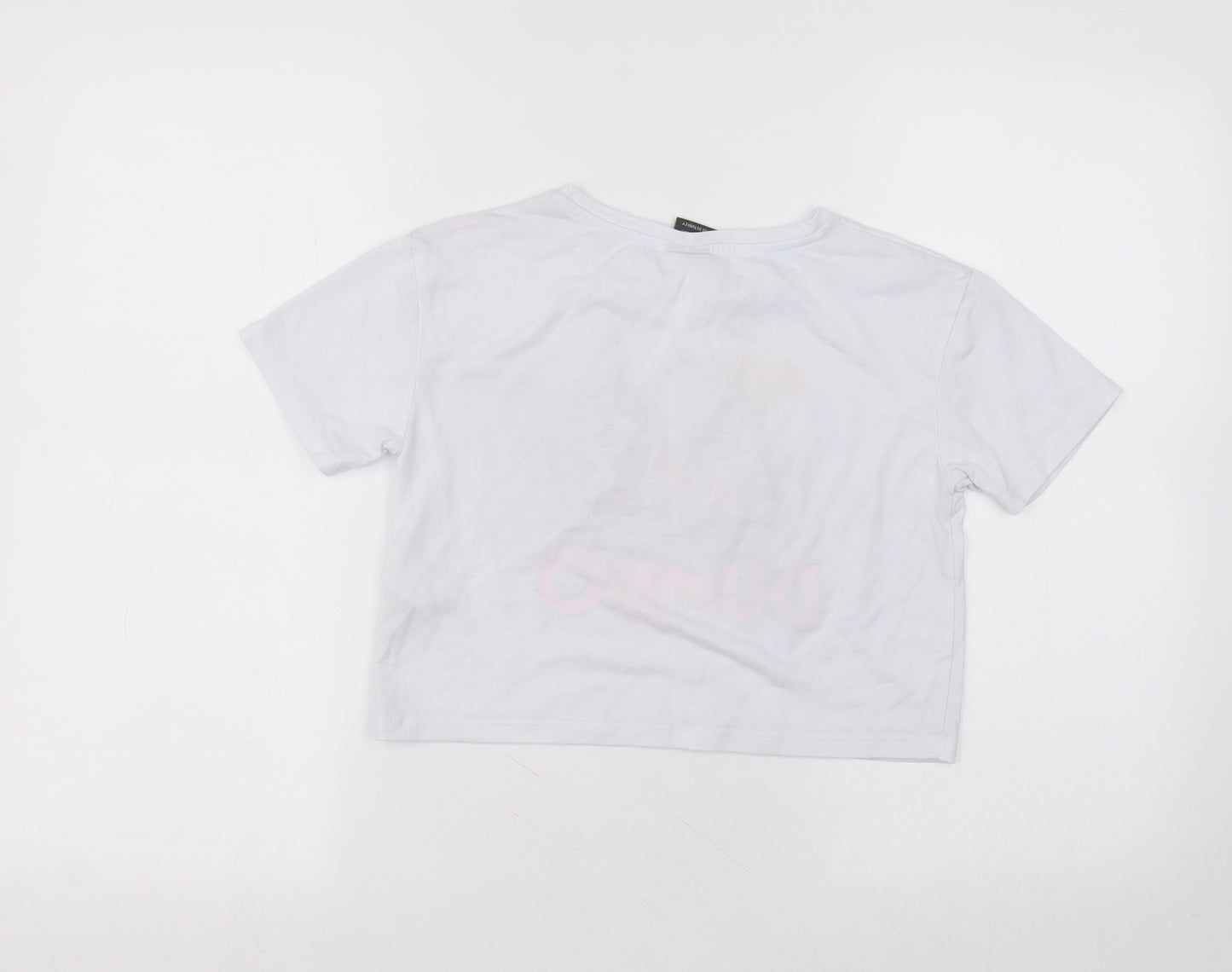 Disney Girls White  Polyester Cropped T-Shirt Size 9-10 Years Round Neck  - disney