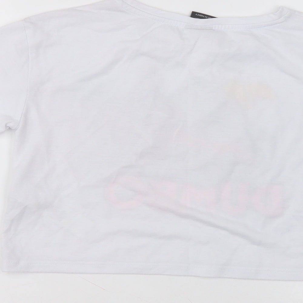 Disney Girls White  Polyester Cropped T-Shirt Size 9-10 Years Round Neck  - disney