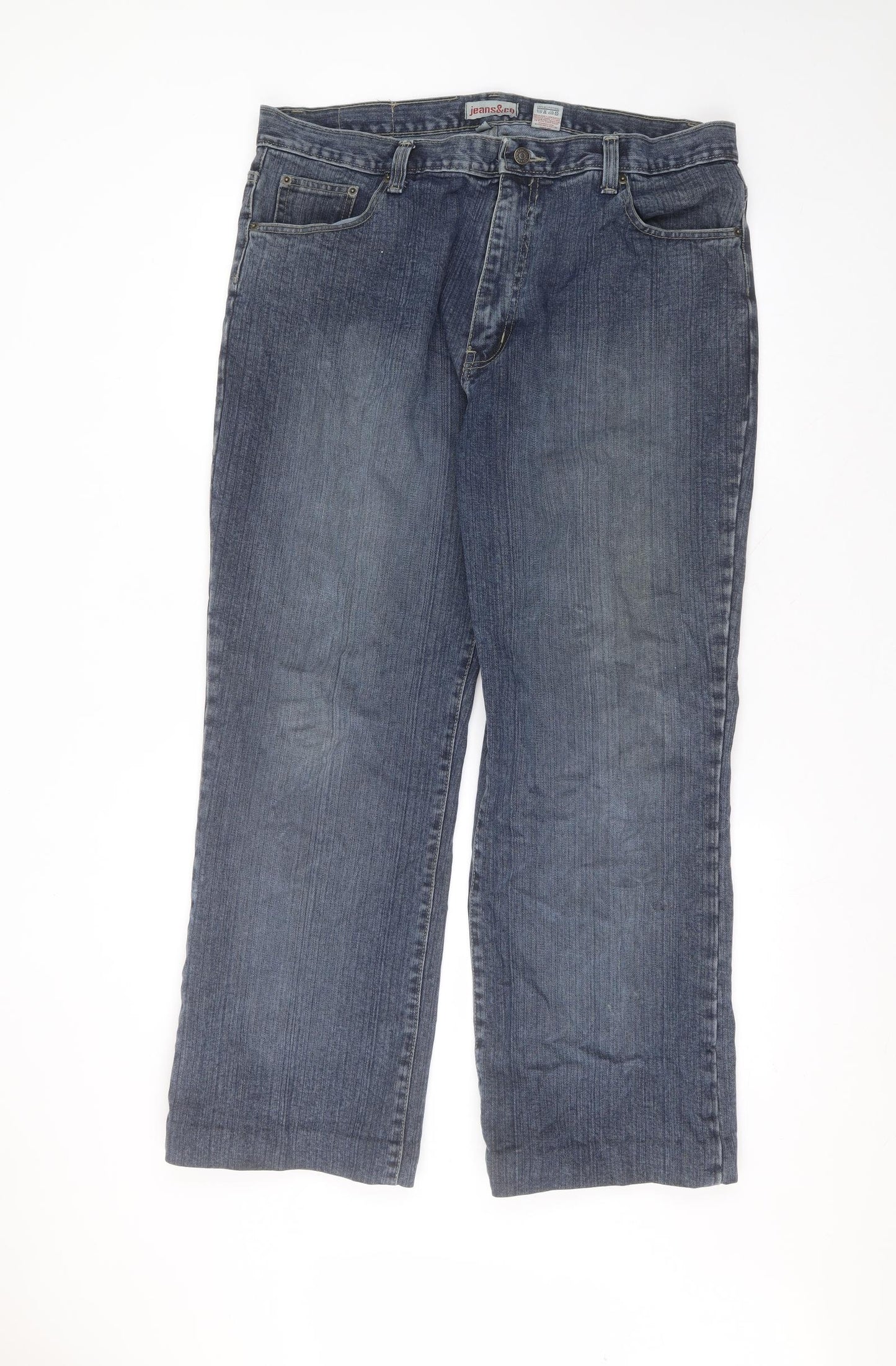 jeans&co Mens Blue  Cotton Straight Jeans Size 38 in L30 in Regular