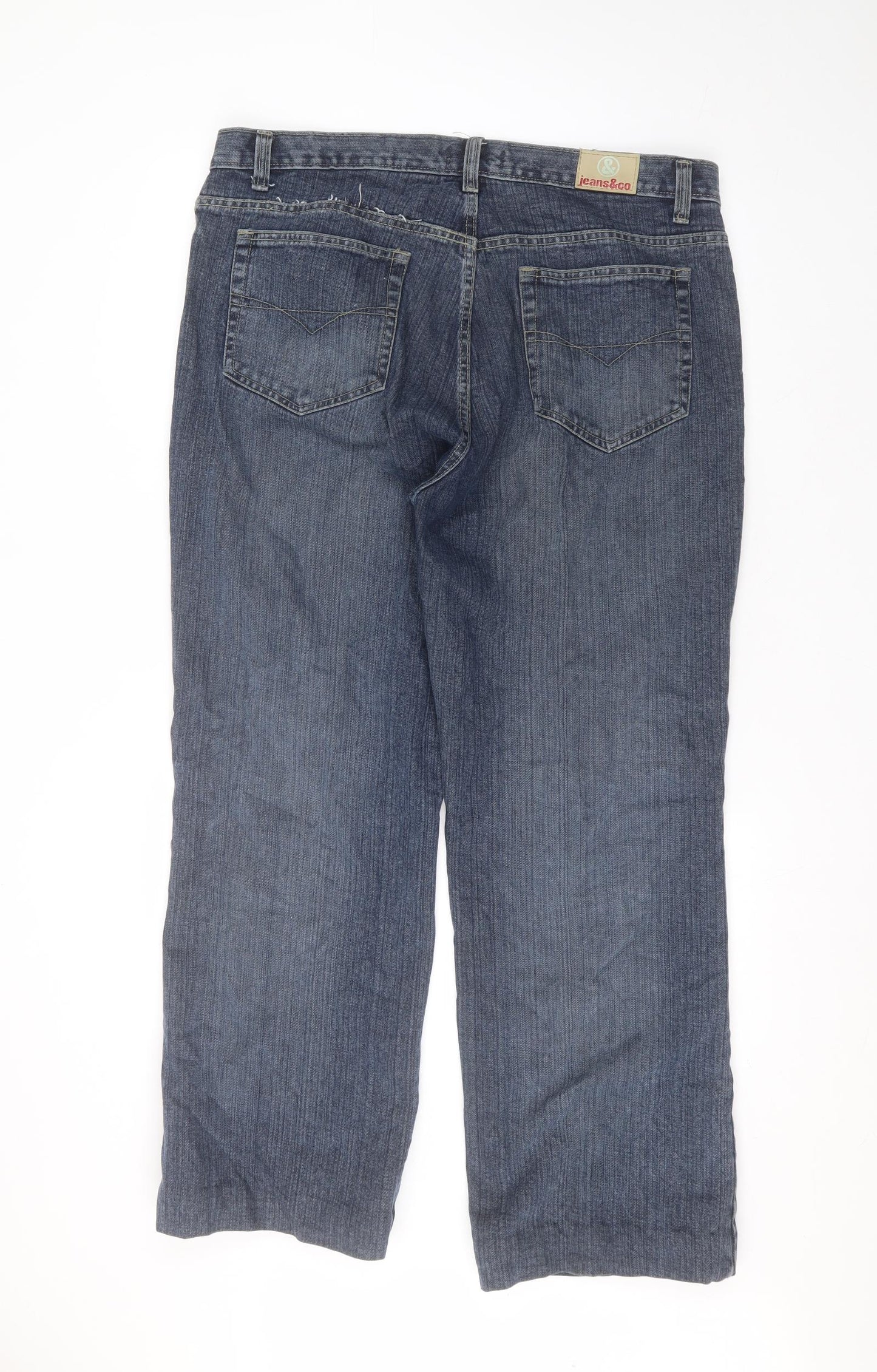 jeans&co Mens Blue  Cotton Straight Jeans Size 38 in L30 in Regular