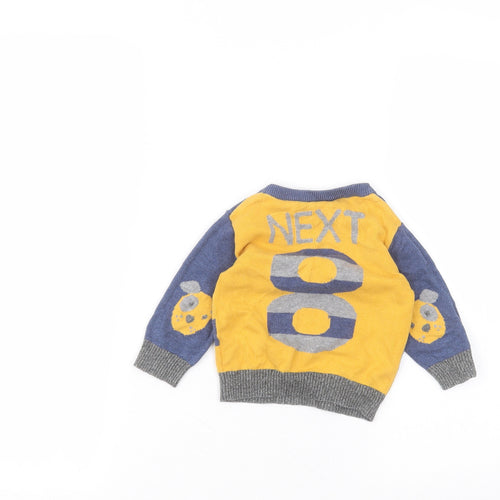 NEXT Baby Yellow  Cotton Pullover Jumper Size 6-9 Months
