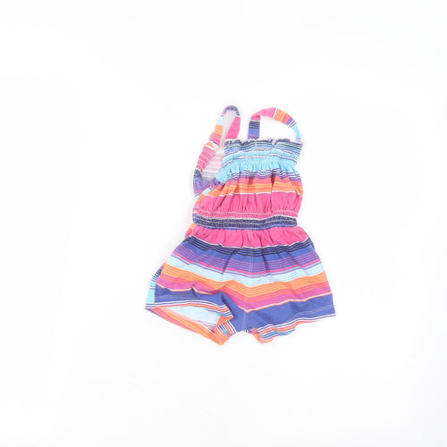 Blue Zoo Baby Multicoloured Striped Cotton Babygrow One-Piece Size 12-18 Months