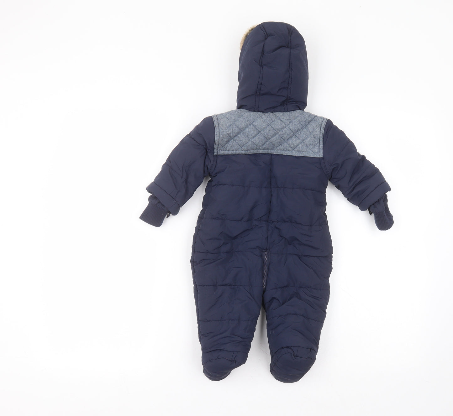 Matalan Baby Blue   Basic Coat Snowsuit Size 3-6 Months