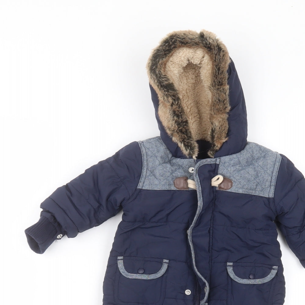 Matalan Baby Blue   Basic Coat Snowsuit Size 3-6 Months