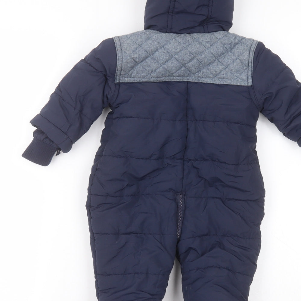 Matalan Baby Blue   Basic Coat Snowsuit Size 3-6 Months
