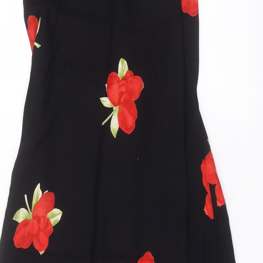 Berkertex Womens Black Floral Viscose A-Line  Size 8  Round Neck