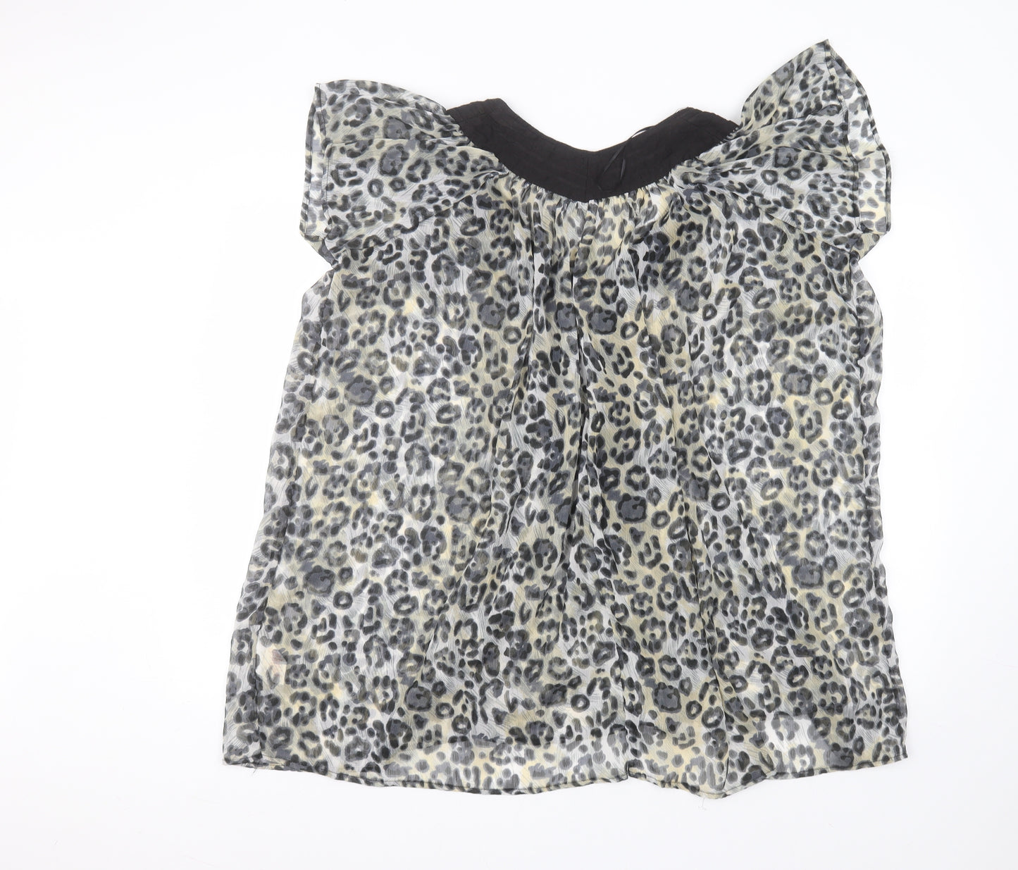 Atmosphere Womens Grey Animal Print Polyester Basic Blouse Size 10 Round Neck