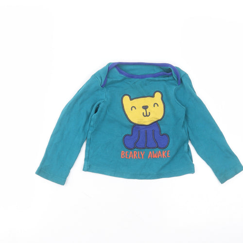 Nutmeg Boys Blue  Cotton Basic T-Shirt Size 2-3 Years Round Neck