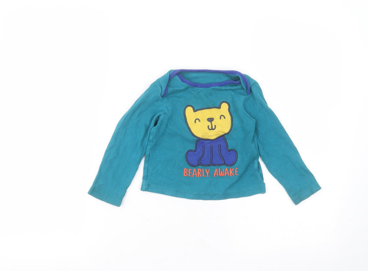 Nutmeg Boys Blue  Cotton Basic T-Shirt Size 2-3 Years Round Neck