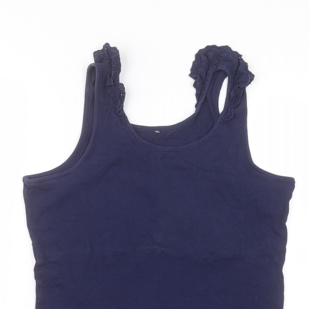 George Womens Blue  Cotton Basic Tank Size 16 Round Neck
