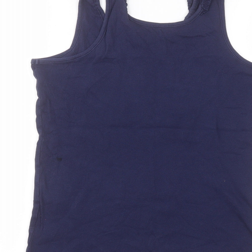 George Womens Blue  Cotton Basic Tank Size 16 Round Neck