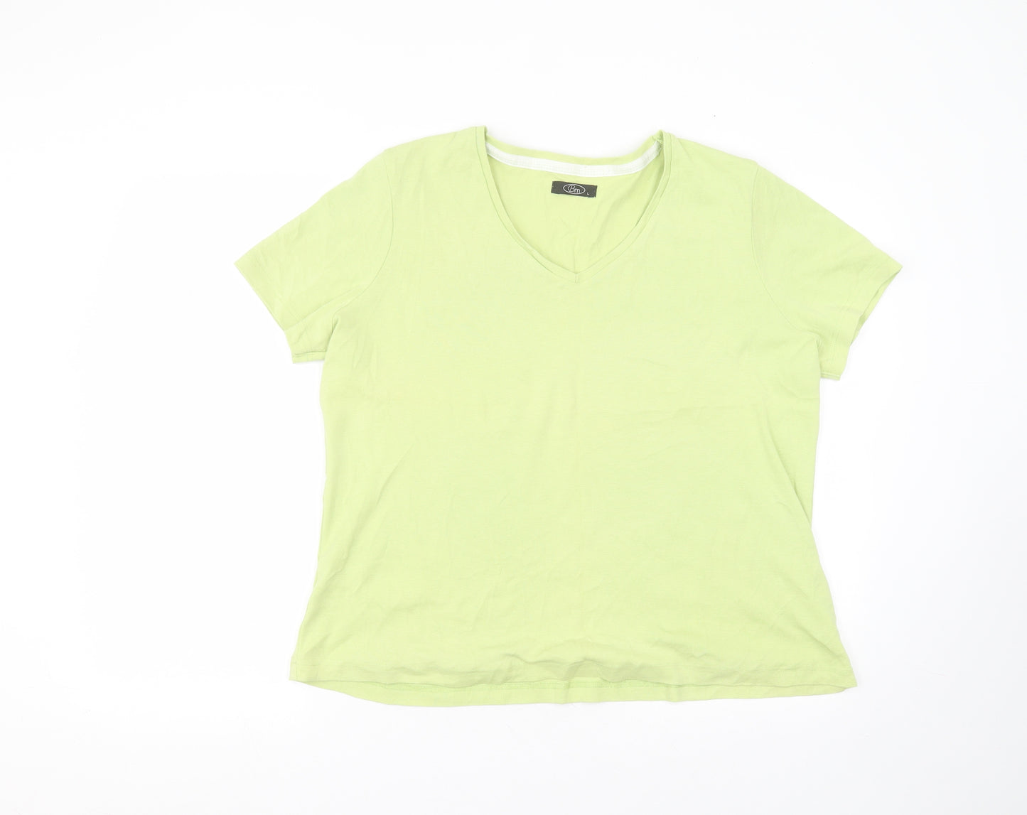 BM Mens Green  Cotton  T-Shirt Size L Round Neck
