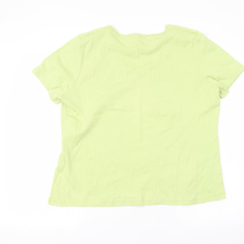 BM Mens Green  Cotton  T-Shirt Size L Round Neck