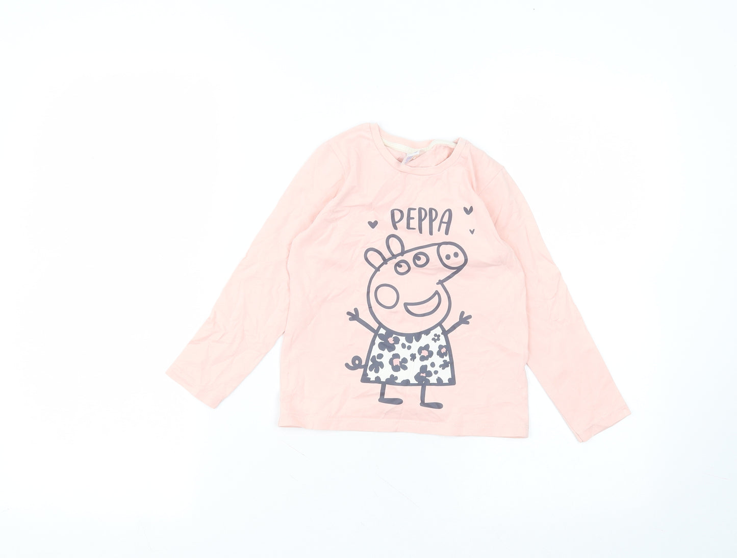 George Girls Pink  Cotton Basic T-Shirt Size 4-5 Years Round Neck