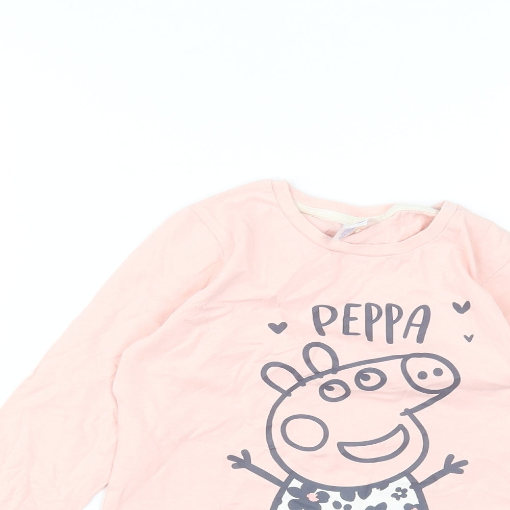 George Girls Pink  Cotton Basic T-Shirt Size 4-5 Years Round Neck