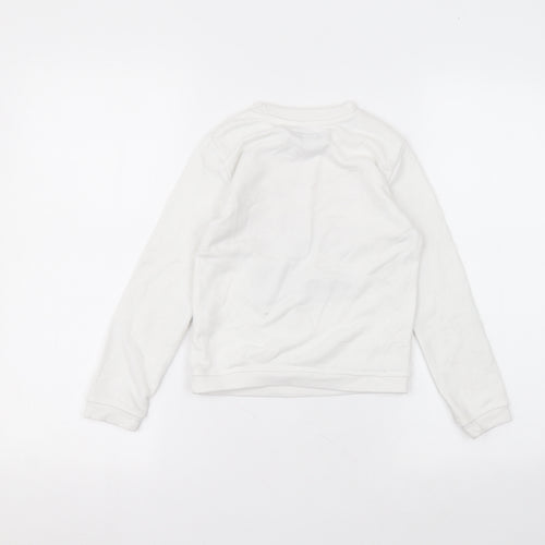 Primark Girls White Round Neck  Cotton Pullover Jumper Size 7-8 Years