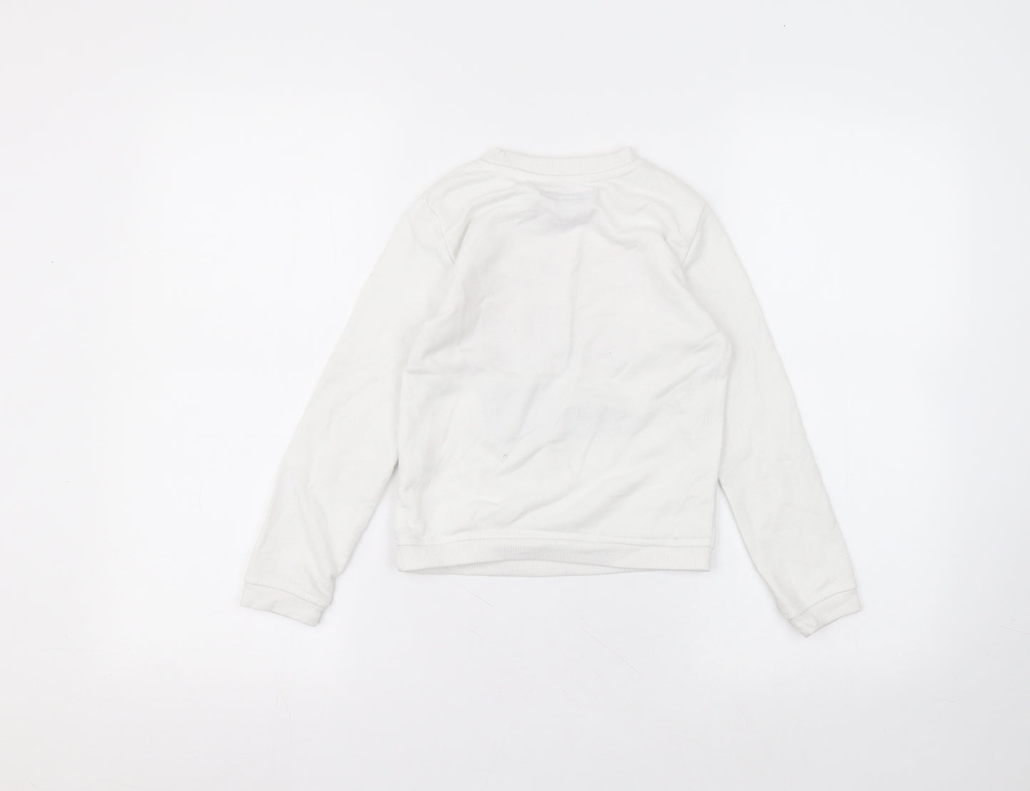 Primark Girls White Round Neck  Cotton Pullover Jumper Size 7-8 Years