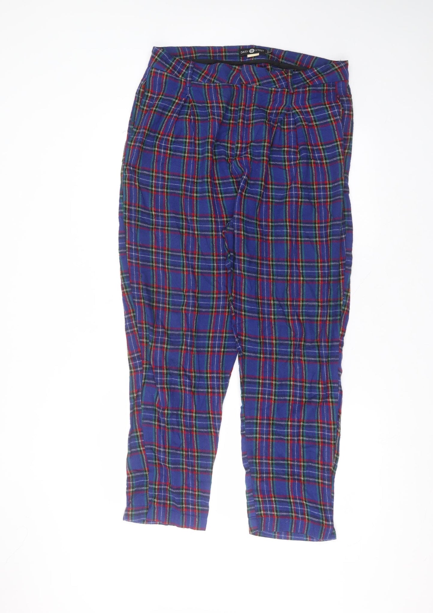 Daisy Street Womens Blue  Cotton Trousers  Size 14 L27 in Regular
