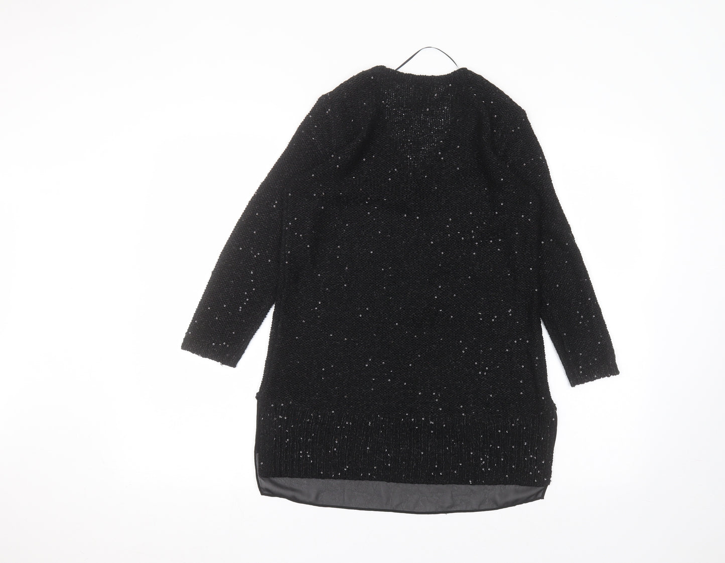 LOFT Womens Black Round Neck  Polyester Pullover Jumper Size S