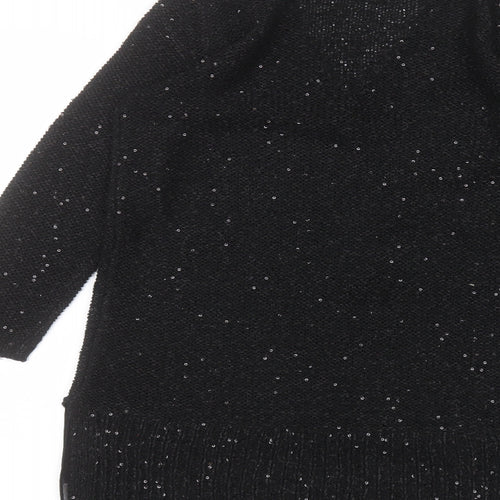 LOFT Womens Black Round Neck  Polyester Pullover Jumper Size S