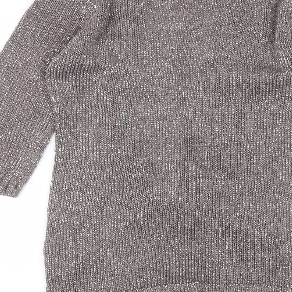 Papaya Womens Grey V-Neck  Acrylic Cardigan Jumper Size 10