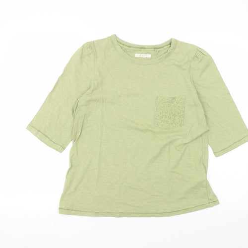 White Stuff Womens Green  Cotton Basic T-Shirt Size 10 Round Neck
